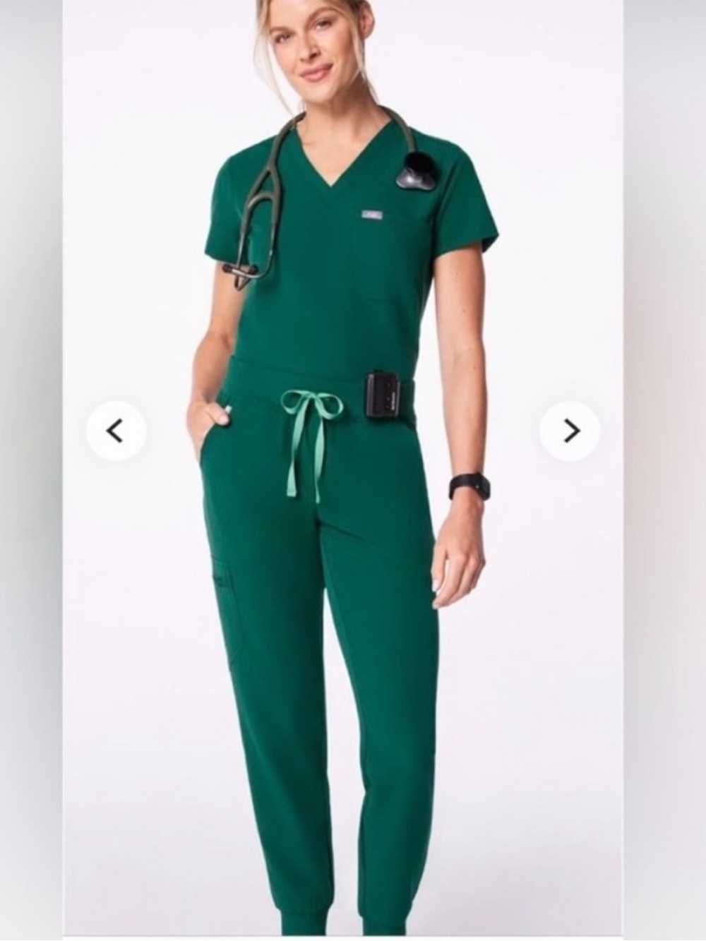 Womens Green V-Neck Medical Jumpsuit - Brand